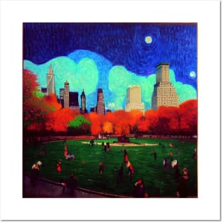 Central Park New York painting, Vincent van Gogh style, oil on canvas Posters and Art